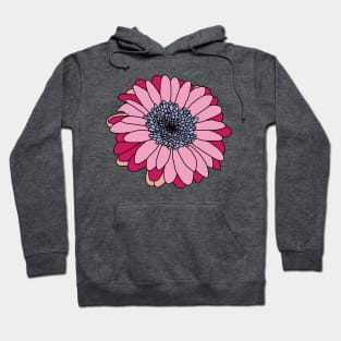 Pink and Blue and Black Flower Drawing Hoodie